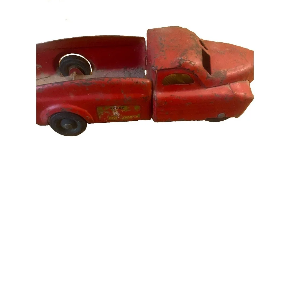 VTG 1940's Pressed Steel Buddy Fire Hose Truck And Water Pumper Toy Truck